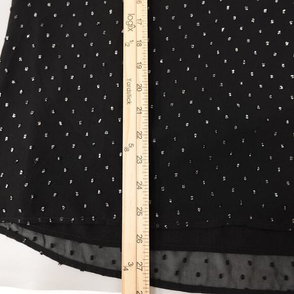 Paige Chiffon Blouse Womens Medium Black Metallic Spot Wimsigoth Corporate Goth - Picture 15 of 16